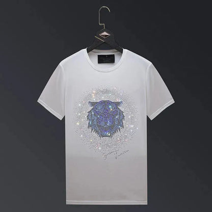 Elarova | Herren T-Shirt mit Tigerkopf und Strass