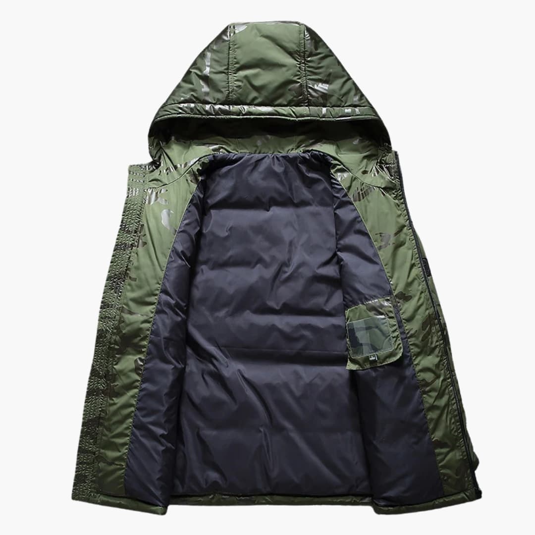 Elarova | Herren Tarnjacke mit Kapuze und Reißverschluss vorne