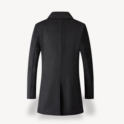 Elarova | Herren Trenchcoat aus Wolle, zweireihig, in Marineblau, Grau, Camel, Schwarz