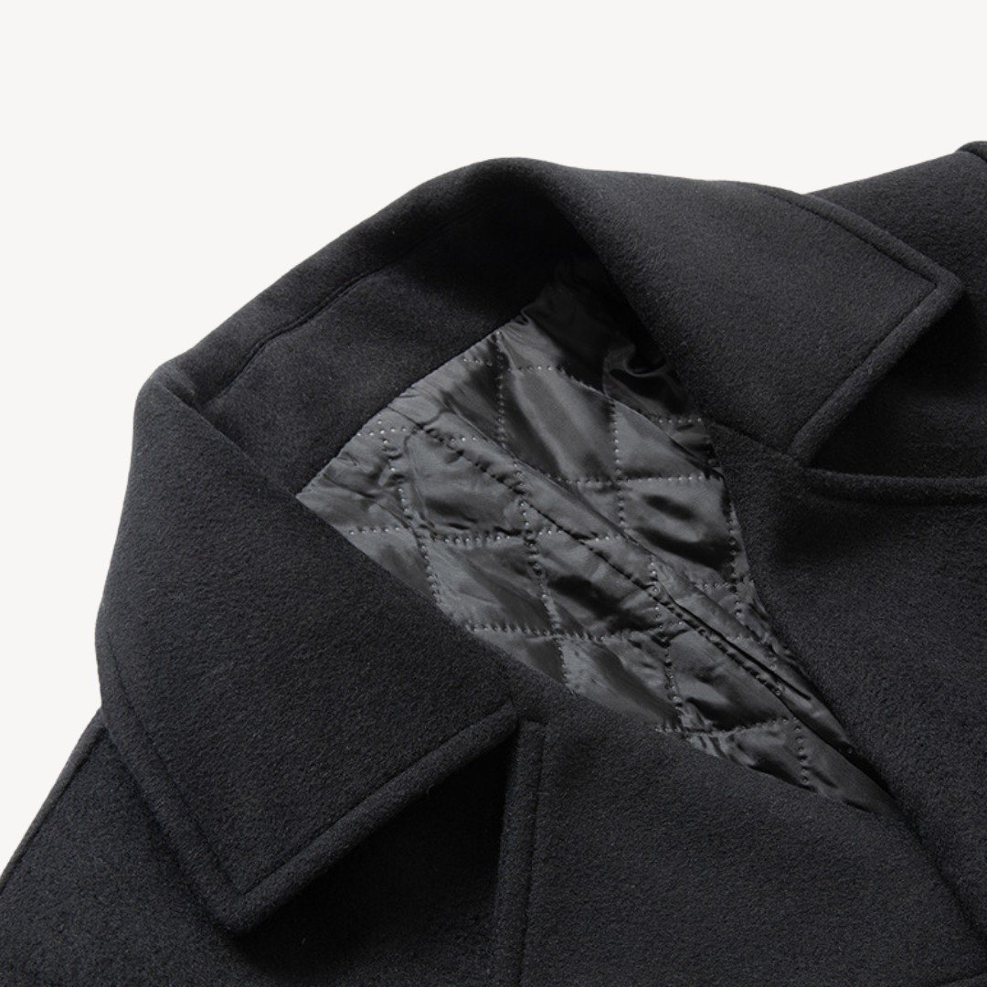 Elarova | Herren Trenchcoat aus Wolle, zweireihig, in Marineblau, Grau, Camel, Schwarz