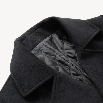 Elarova | Herren Trenchcoat aus Wolle, zweireihig, in Marineblau, Grau, Camel, Schwarz