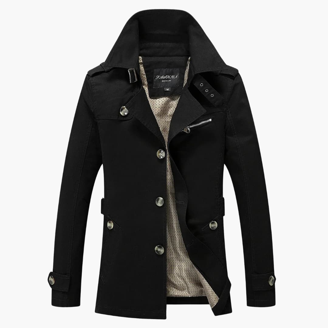 Elarova | Herren Trenchcoat mit Gürtel und Knopfleiste