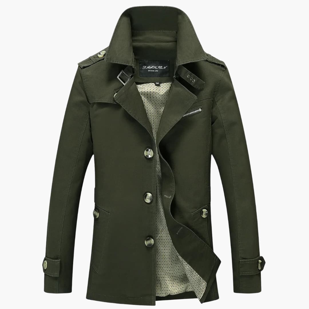 Elarova | Herren Trenchcoat mit Gürtel und Knopfleiste