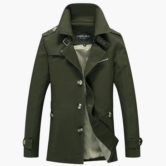 Elarova | Herren Trenchcoat mit Gürtel und Knopfleiste