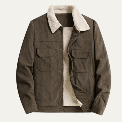 Elarova | Herren-Truckerjacke aus Cord mit Futter aus Kunstfell
