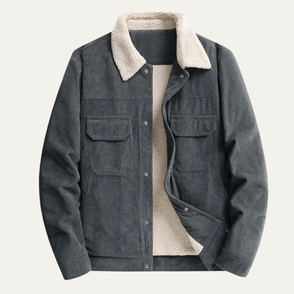 Elarova | Herren-Truckerjacke aus Cord mit Futter aus Kunstfell