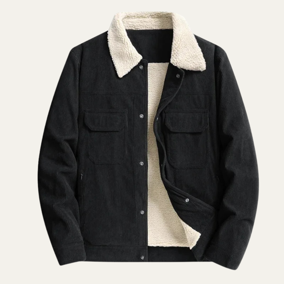 Elarova | Herren-Truckerjacke aus Cord mit Futter aus Kunstfell