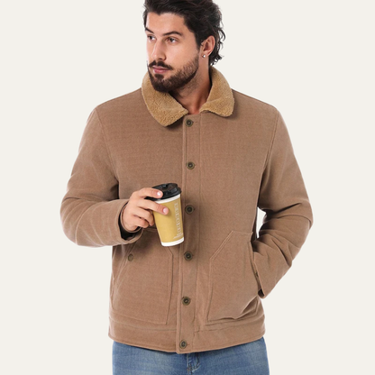 Elarova | Herren-Truckerjacke aus Cord mit Sherpa-Futter