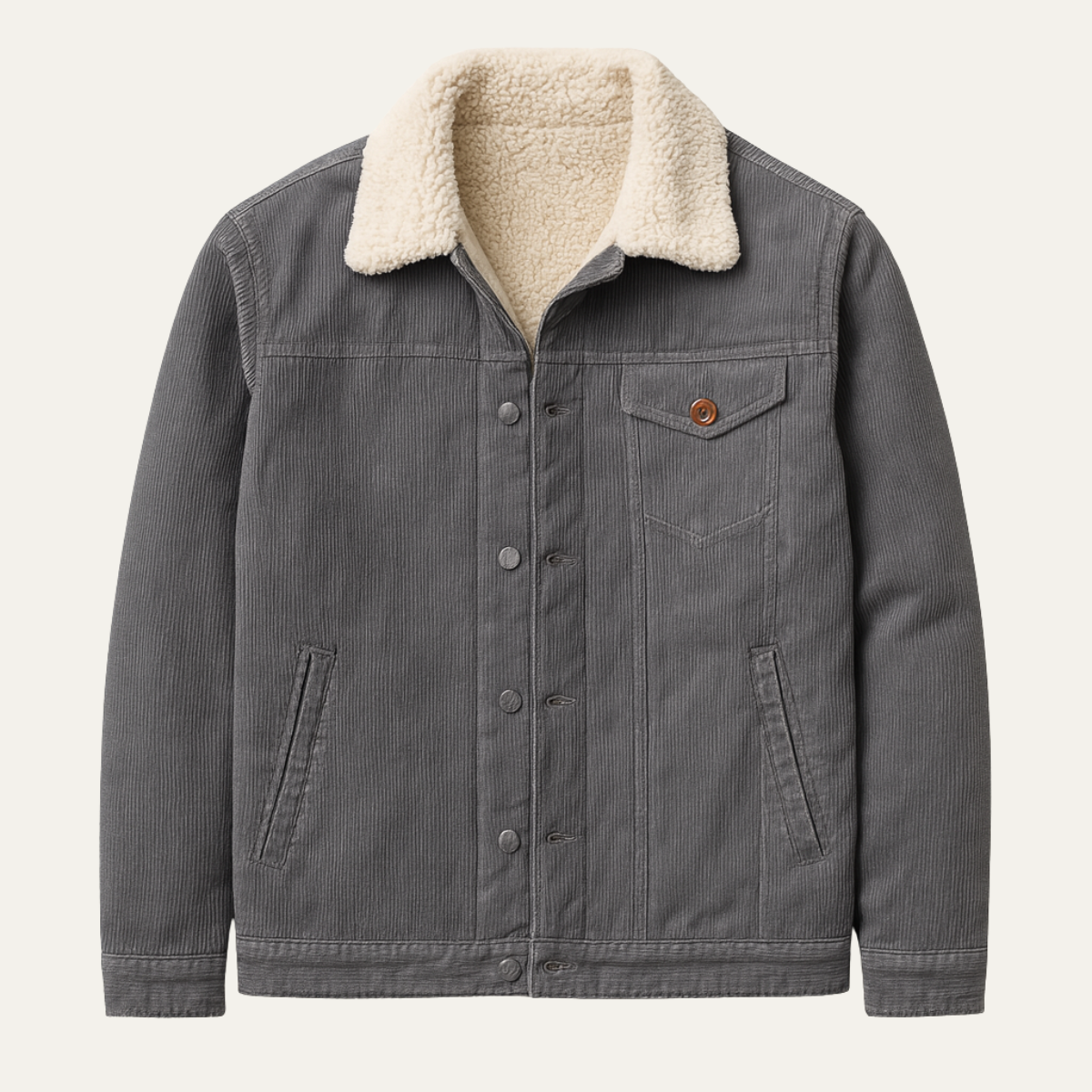 Elarova | Herren-Truckerjacke mit Kragen, Cord und Sherpa-Futter
