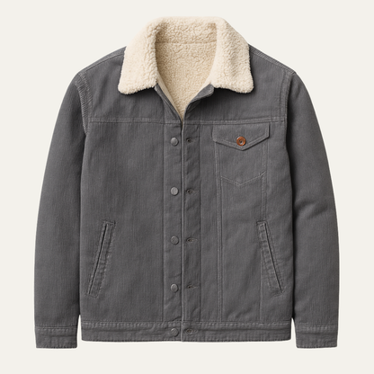 Elarova | Herren-Truckerjacke mit Kragen, Cord und Sherpa-Futter