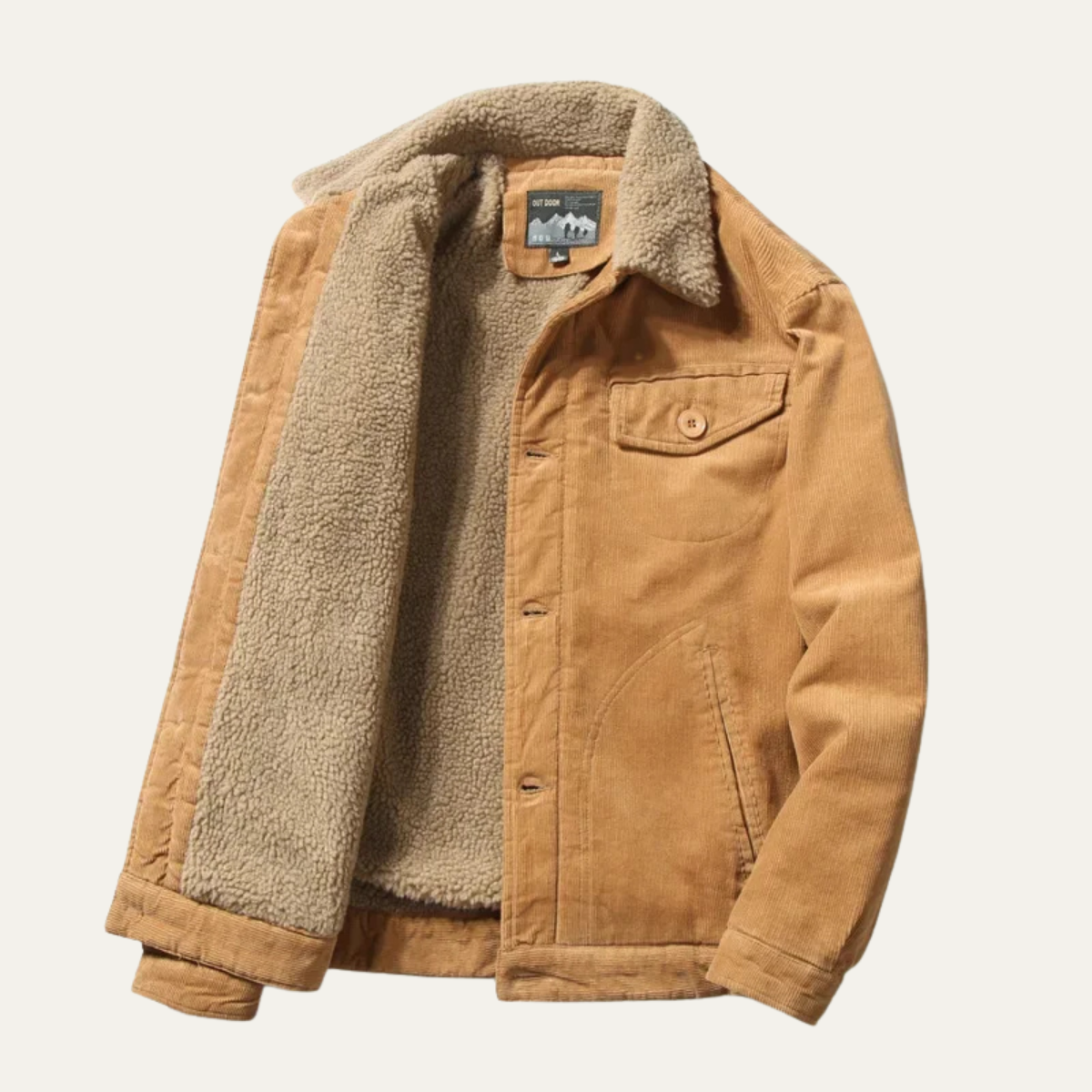 Elarova | Herren-Truckerjacke mit Kragen, Cord und Sherpa-Futter