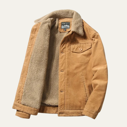 Elarova | Herren-Truckerjacke mit Kragen, Cord und Sherpa-Futter