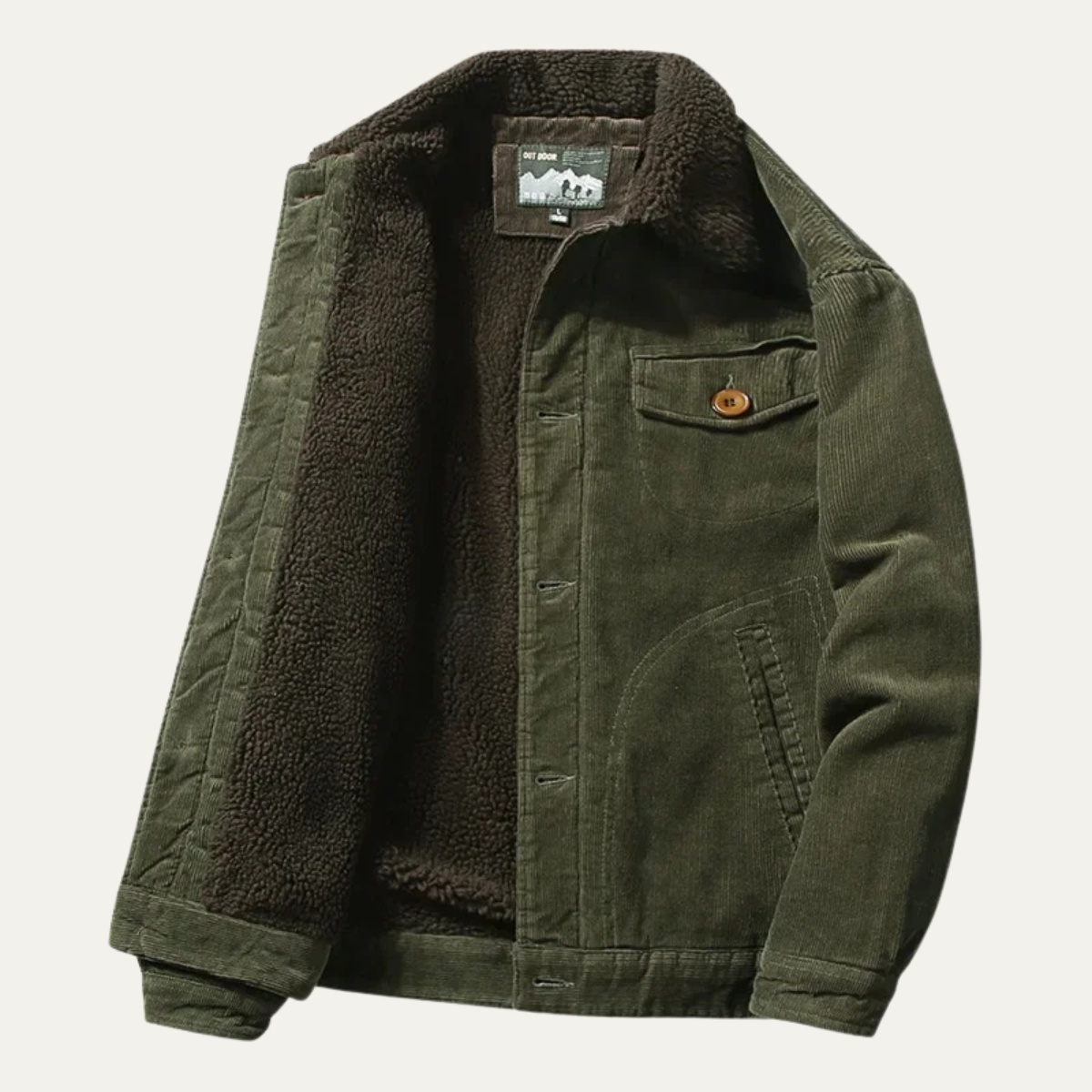 Elarova | Herren-Truckerjacke mit Kragen, Cord und Sherpa-Futter