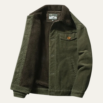Elarova | Herren-Truckerjacke mit Kragen, Cord und Sherpa-Futter