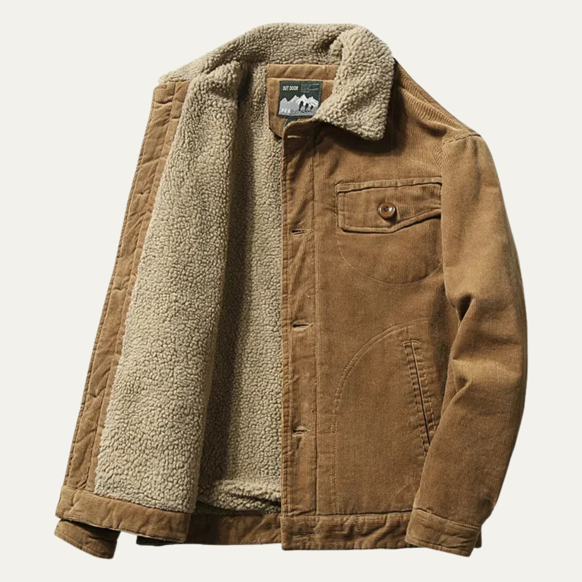 Elarova | Herren-Truckerjacke mit Kragen, Cord und Sherpa-Futter
