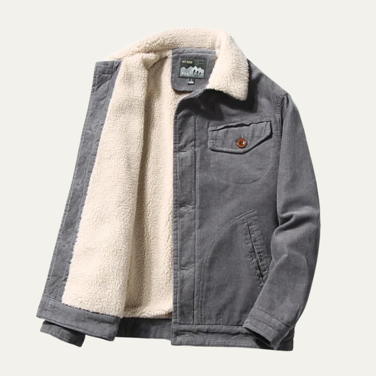 Elarova | Herren-Truckerjacke mit Kragen, Cord und Sherpa-Futter