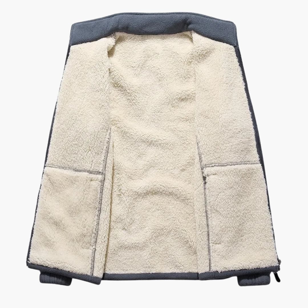 Elarova | Herren Winter Fleecejacke mit Reißverschluss und Stehkragen