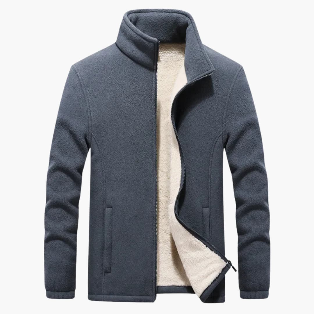 Elarova | Herren Winter Fleecejacke mit Reißverschluss und Stehkragen