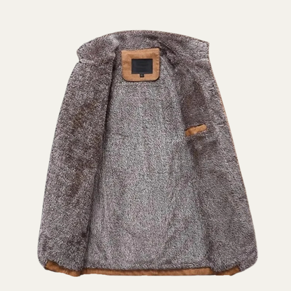 Elarova | Herren Winterjacke aus Leder mit warmem Fleecefutter