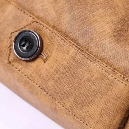 Elarova | Herren Winterjacke aus Leder mit warmem Fleecefutter