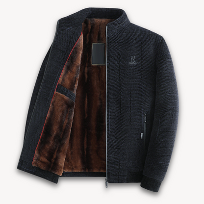 Elarova | Herren-Winterjacke aus Wollmischung – Pelzgefütterte, warme Oberbekleidung