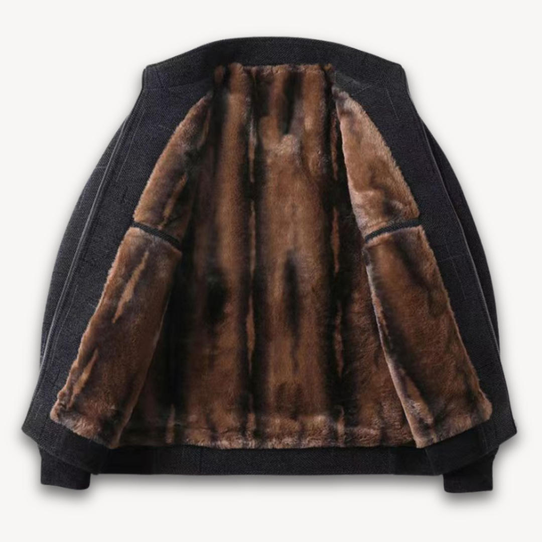 Elarova | Herren-Winterjacke aus Wollmischung – Pelzgefütterte, warme Oberbekleidung