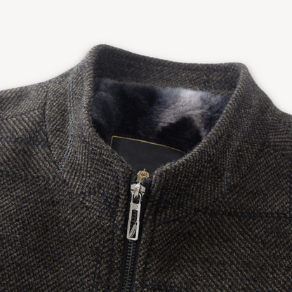 Elarova | Herren-Winterjacke aus Wollmischung – Pelzgefütterte, warme Oberbekleidung