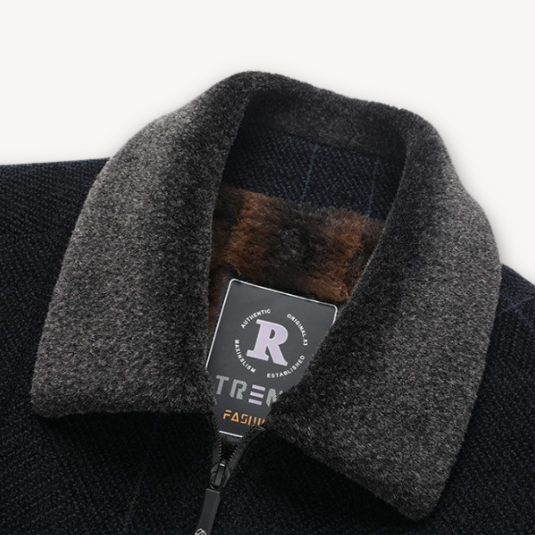 Elarova | Herren-Winterjacke aus Wollmischung – Pelzgefütterte, warme Oberbekleidung