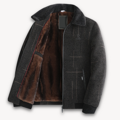Elarova | Herren-Winterjacke aus Wollmischung – Pelzgefütterte, warme Oberbekleidung