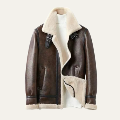 Elarova | Herren-Winterjacke im Fliegerstil mit Lammfellfutter