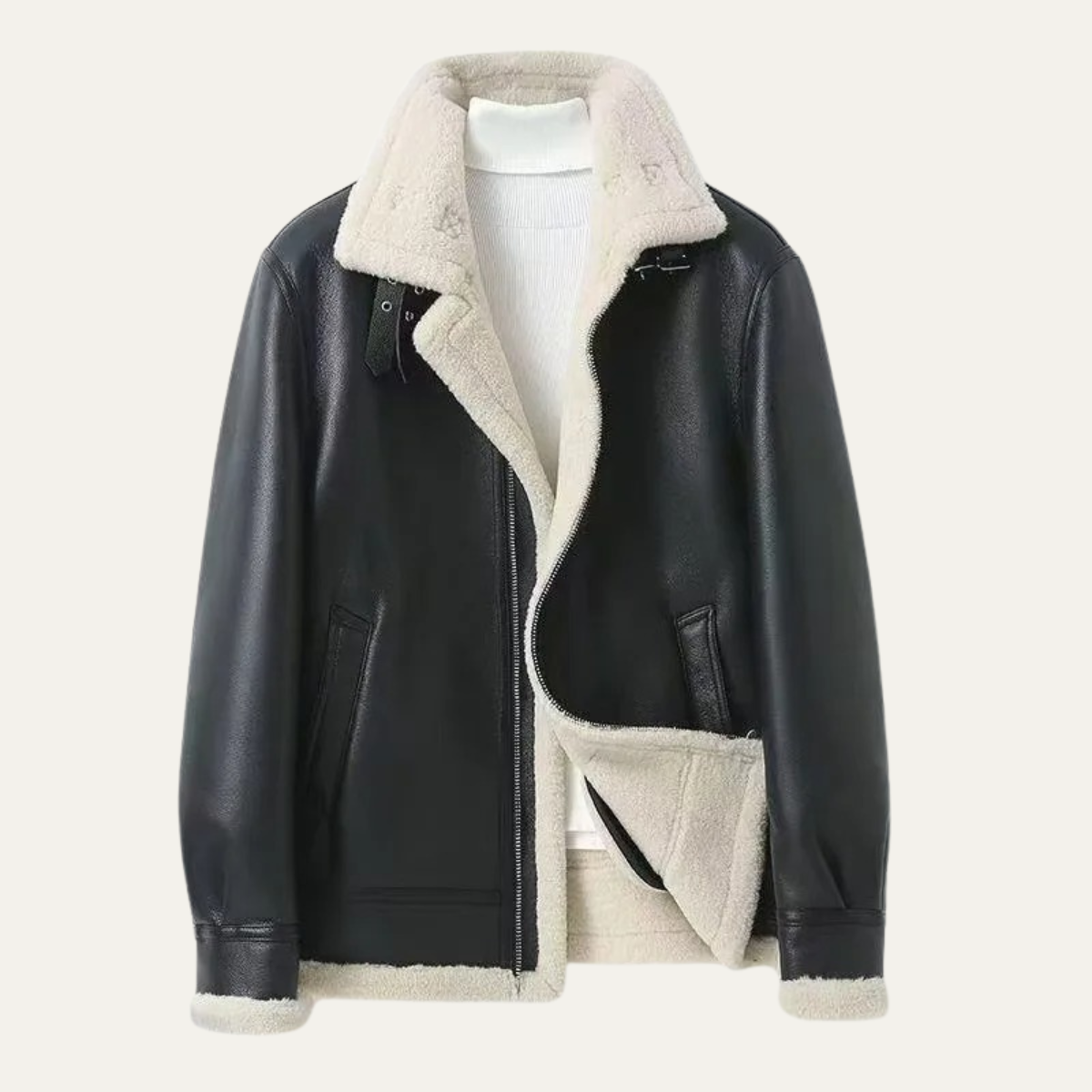 Elarova | Herren-Winterjacke im Fliegerstil mit Lammfellfutter