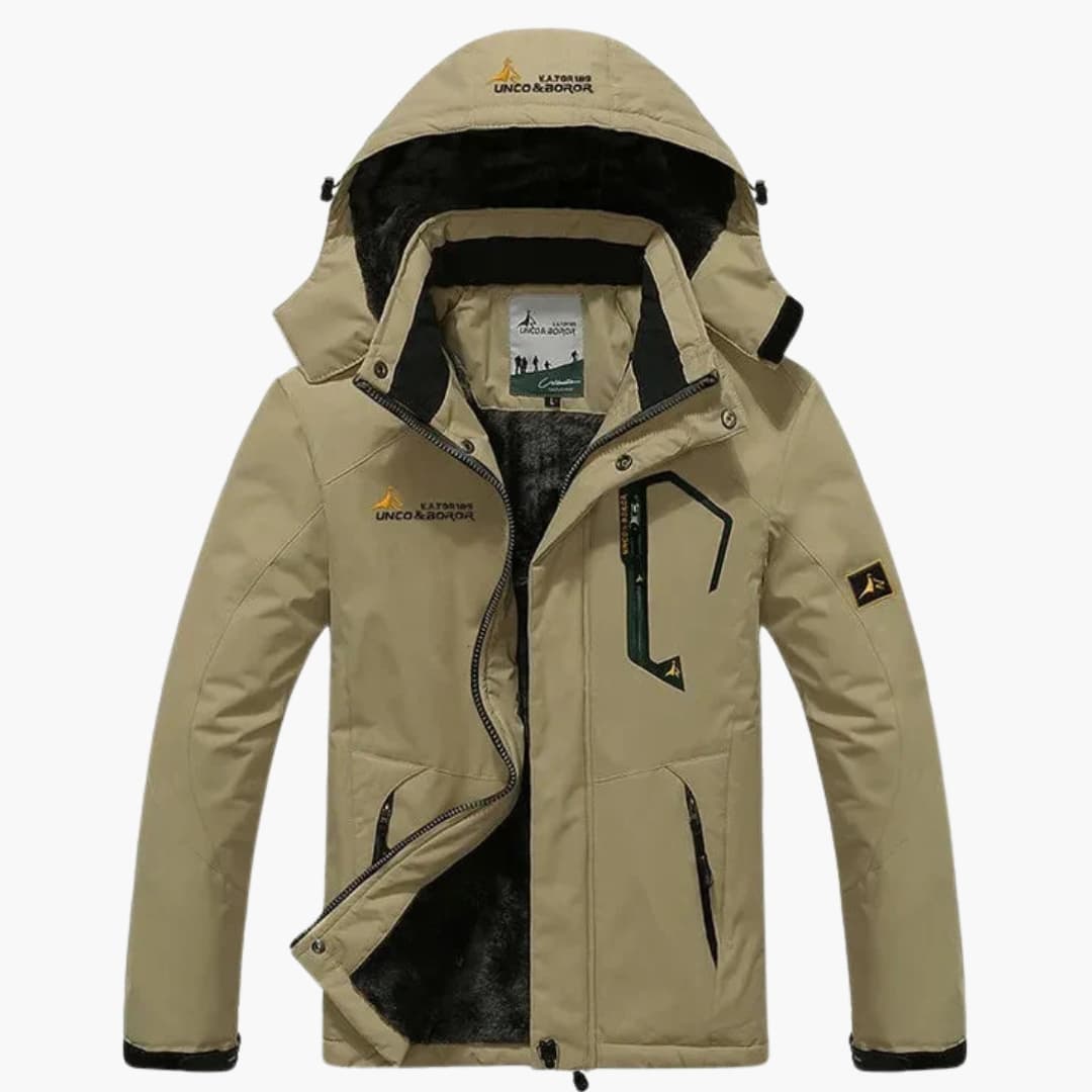 Elarova | Herren Winterjacke mit Reißverschluss und abnehmbarer Kapuze