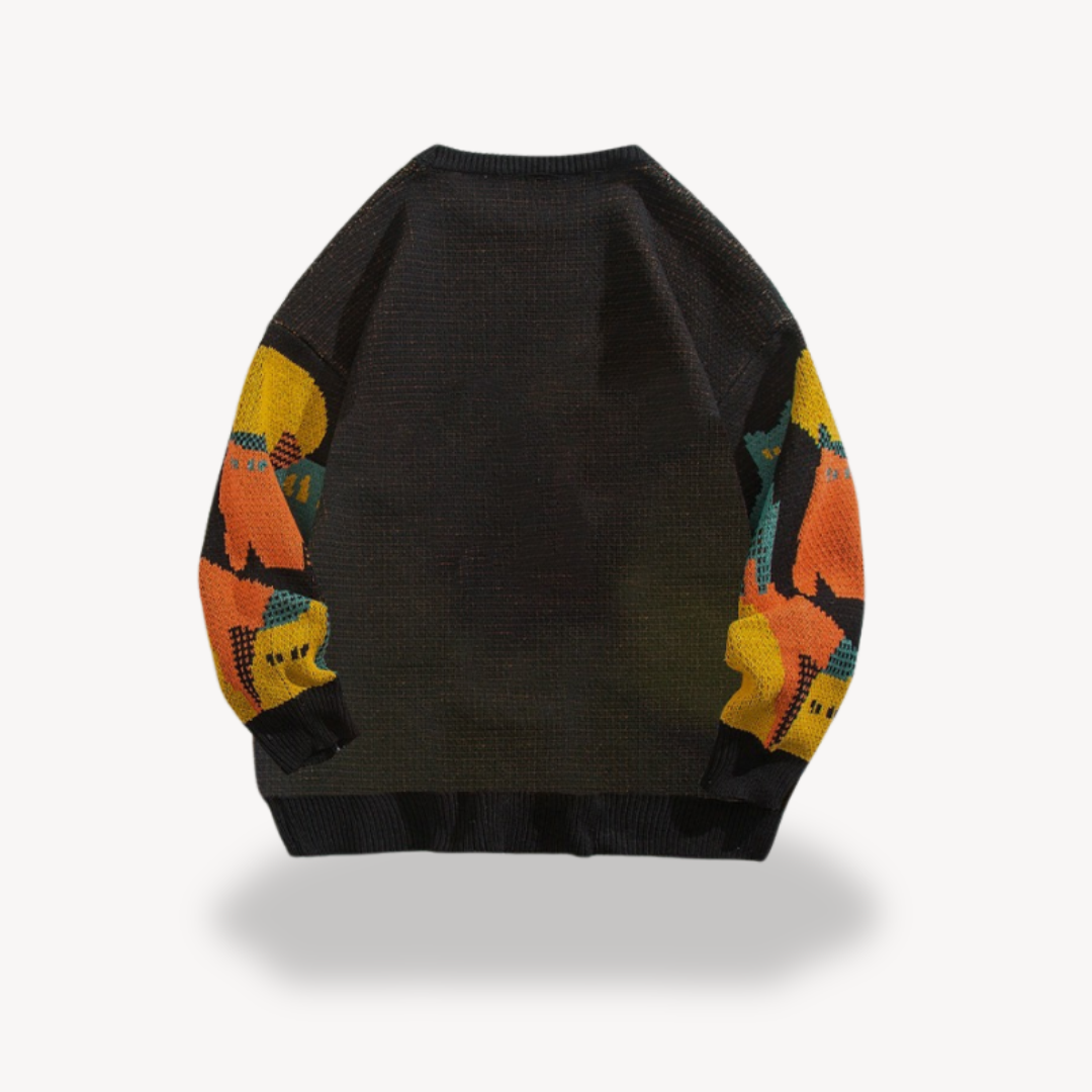 Elarova | HerrenStrickpullover mit Katzenmotiv aus Baumwolle