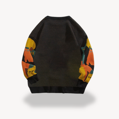 Elarova | HerrenStrickpullover mit Katzenmotiv aus Baumwolle