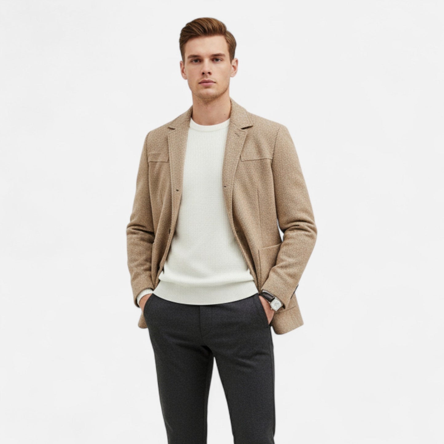 Elarova | Herrenjacke aus Wollmischung – Eleganz mit Business-Revers