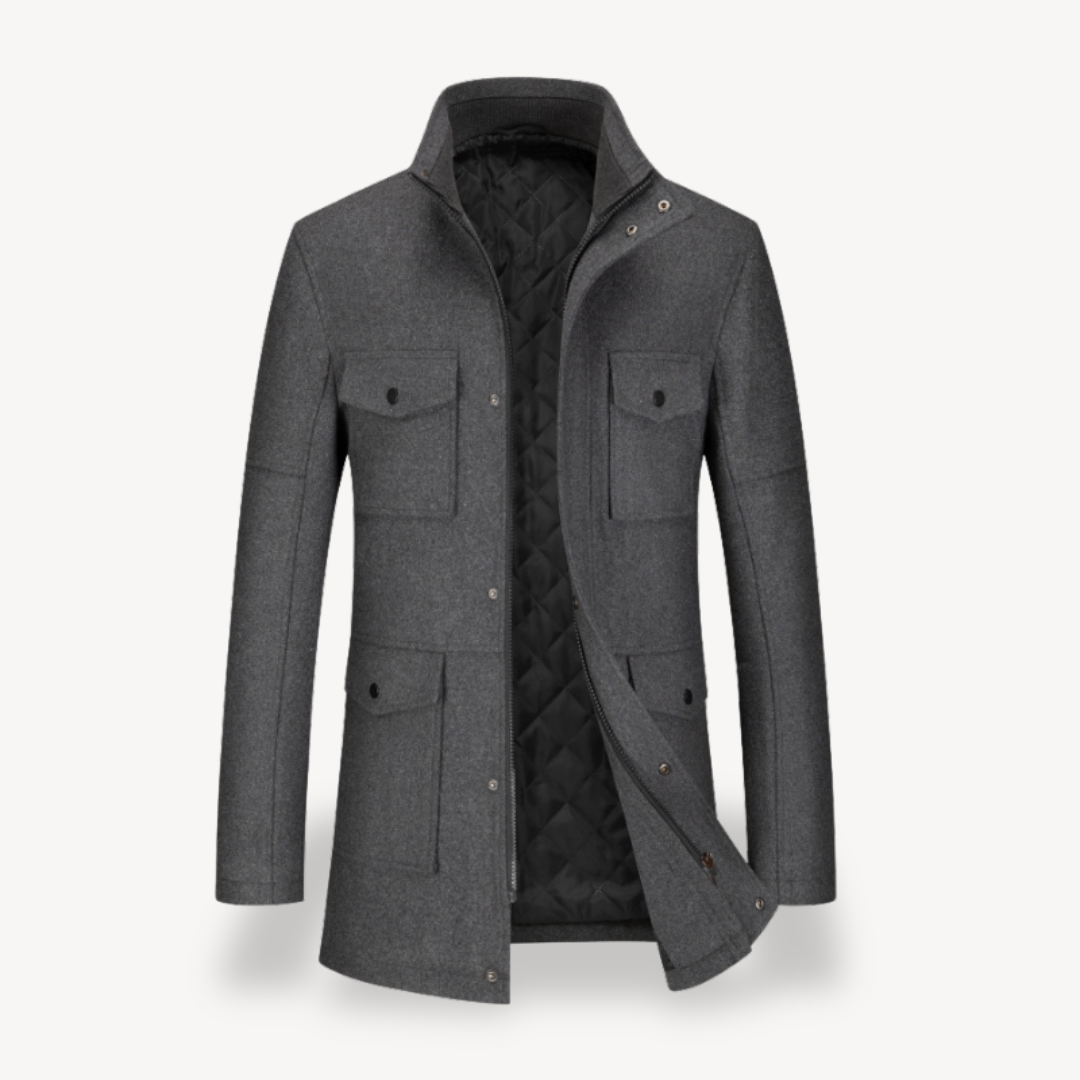 Elarova | Herrenjacke aus Wollmischung mit gestepptem Futter