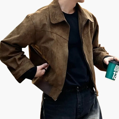 Elarova | Herrenjacke mit Hemdkragen und Reißverschluss