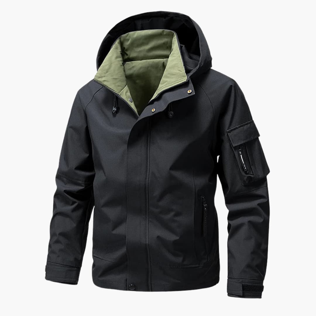 Elarova | Herrenjacke mit Kapuze Frontreißverschluss und Seitentaschen