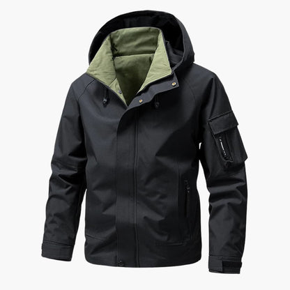 Elarova | Herrenjacke mit Kapuze Frontreißverschluss und Seitentaschen