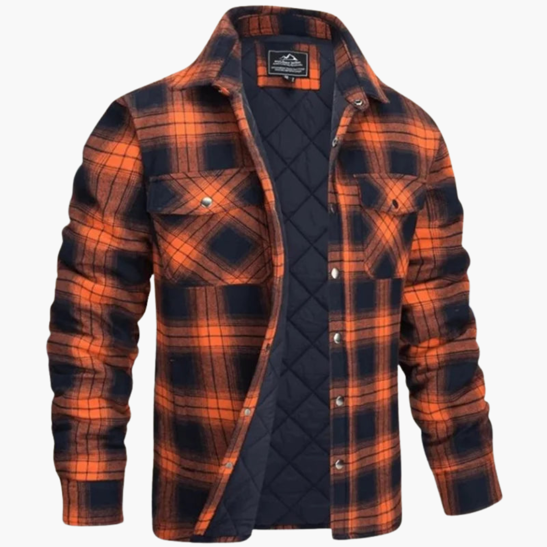Elarova | Herrenjacke mit Karomuster und durchgehendem Reißverschluss
