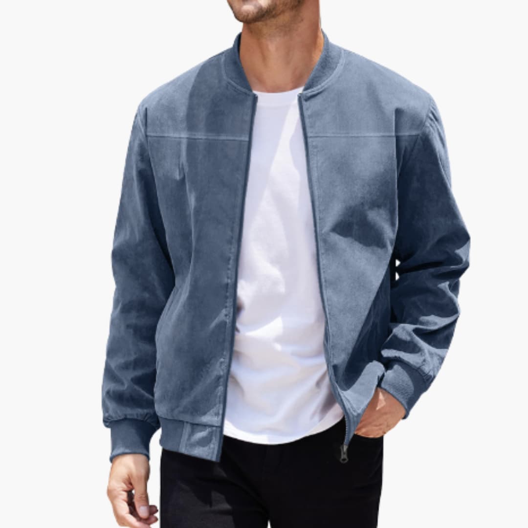 Elarova | Herrenjacke mit Reißverschluss, geripptem Saum und langen Ärmeln