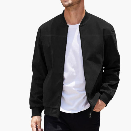 Elarova | Herrenjacke mit Reißverschluss, geripptem Saum und langen Ärmeln