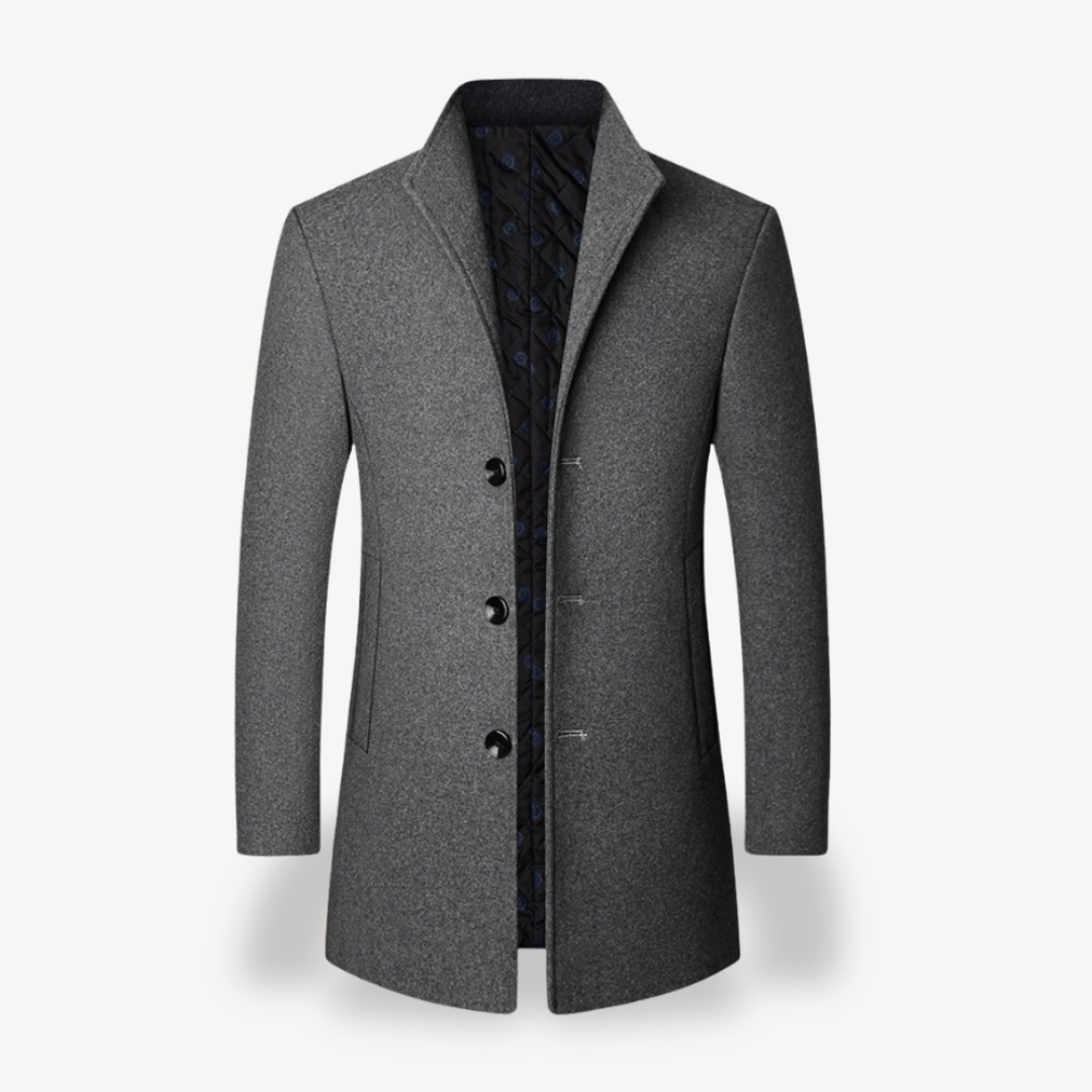 Elarova | Herrenmantel aus grauer Wollmischung, formelle Jacke