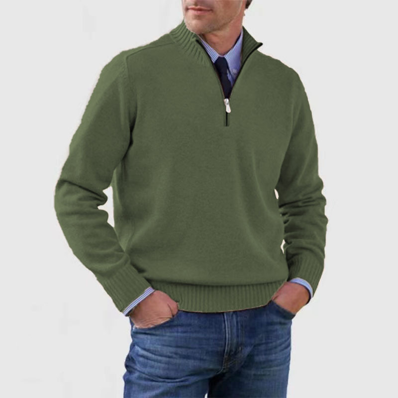 Elarova | Herrenpullover Mit Halbem Reißverschluss