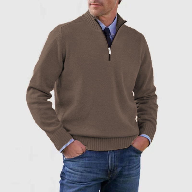 Elarova | Herrenpullover Mit Halbem Reißverschluss