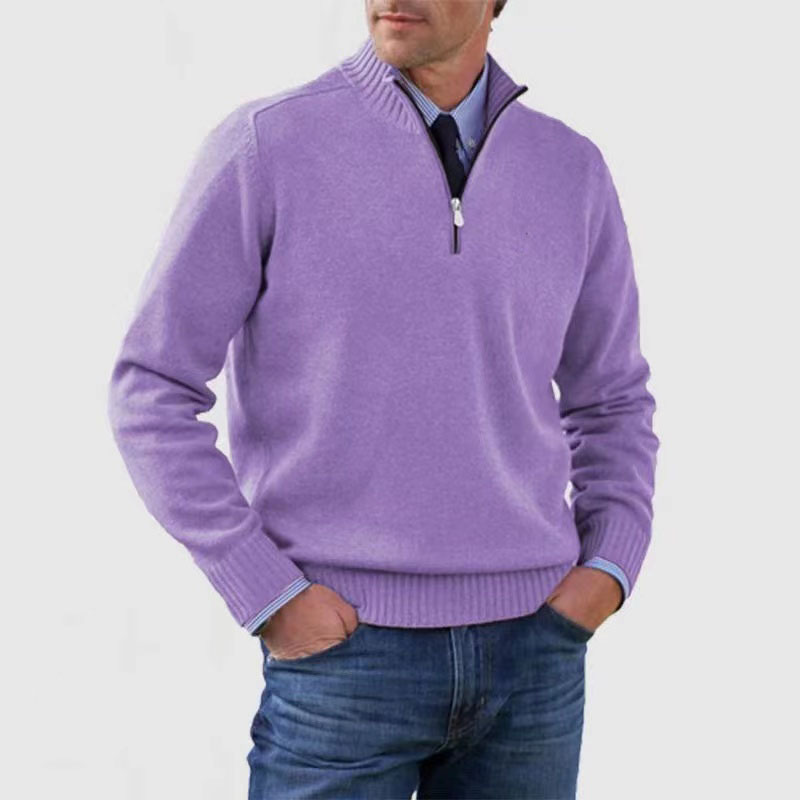 Elarova | Herrenpullover Mit Halbem Reißverschluss