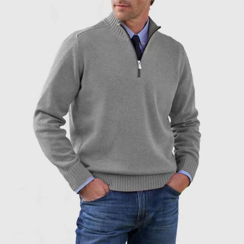 Elarova | Herrenpullover Mit Halbem Reißverschluss