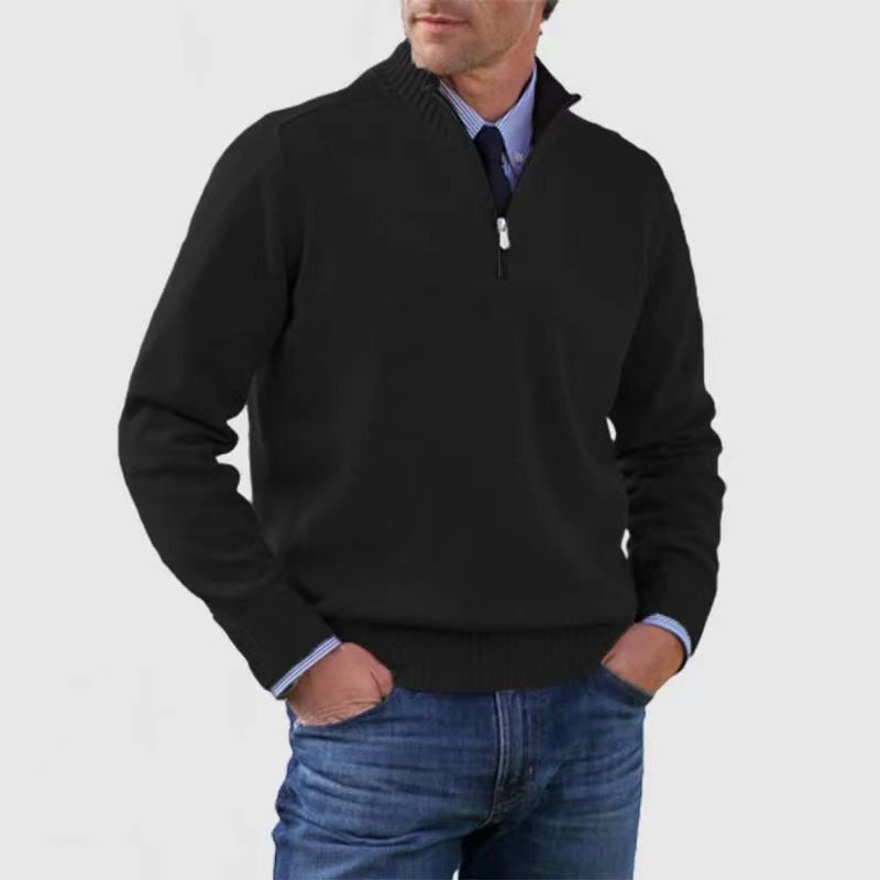 Elarova | Herrenpullover Mit Halbem Reißverschluss
