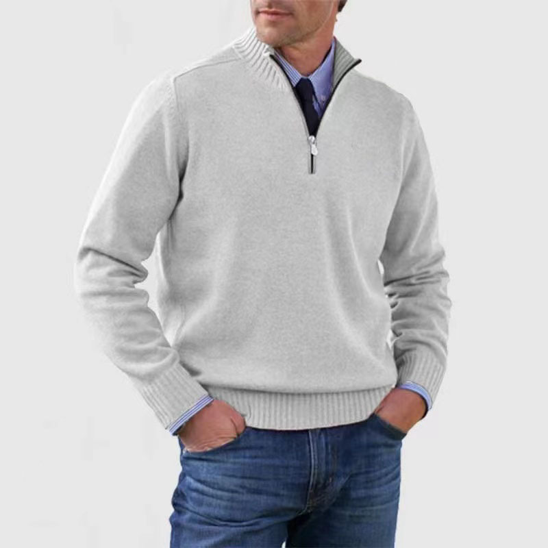Elarova | Herrenpullover Mit Halbem Reißverschluss