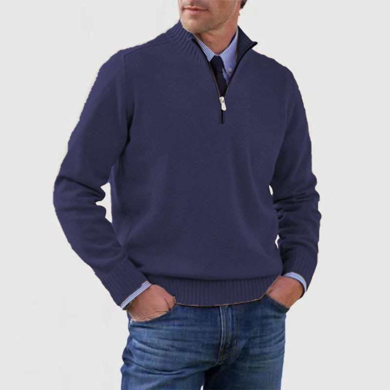 Elarova | Herrenpullover Mit Halbem Reißverschluss